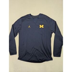 Nike Jordan Michigan Wolverines Sweatshirt Mens Large Blue Authentic NCAA Logo